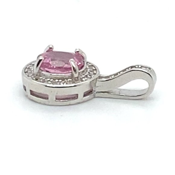 Tajik Pink Spinel 1.02ct White Gold Finish Solid 925 Sterling Silver Pendant - Picture 4 of 7
